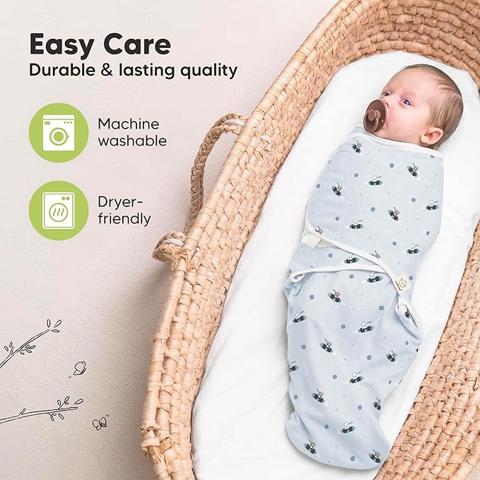 3-Pack Organic Baby Swaddle Sleep Sacks - Swaddles for Newborns, Infant 0-3 Months, Baby Girls, Boys, Soft & Snug Newborn Sleep Sack, Nursery Swaddling Blankets (Lunaris)