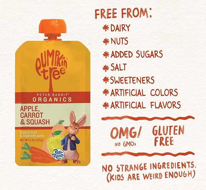 Pumpkin Tree Peter Rabbit Organics Apple, Carrot and Squash Puree, 4.4 Ounce (Pack of 10)