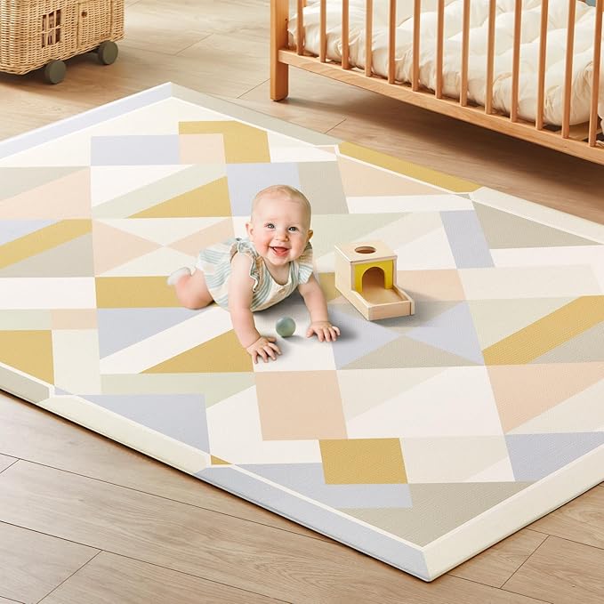 Tiny Land Baby Play Mat - Extra Large 78"x55" Waterproof Crawling Playmat for Infants & Toddlers, Reversible Non-Slip Foam Floor Mat, Soft Thick Foldable (Modern Zoo Oasis)