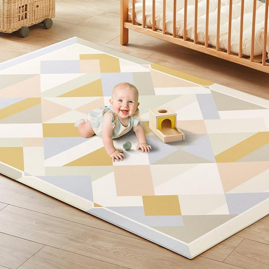 Tiny Land Baby Play Mat - Extra Large 78"x55" Waterproof Crawling Playmat for Infants & Toddlers, Reversible Non-Slip Foam Floor Mat, Soft Thick Foldable (Modern Zoo Oasis)