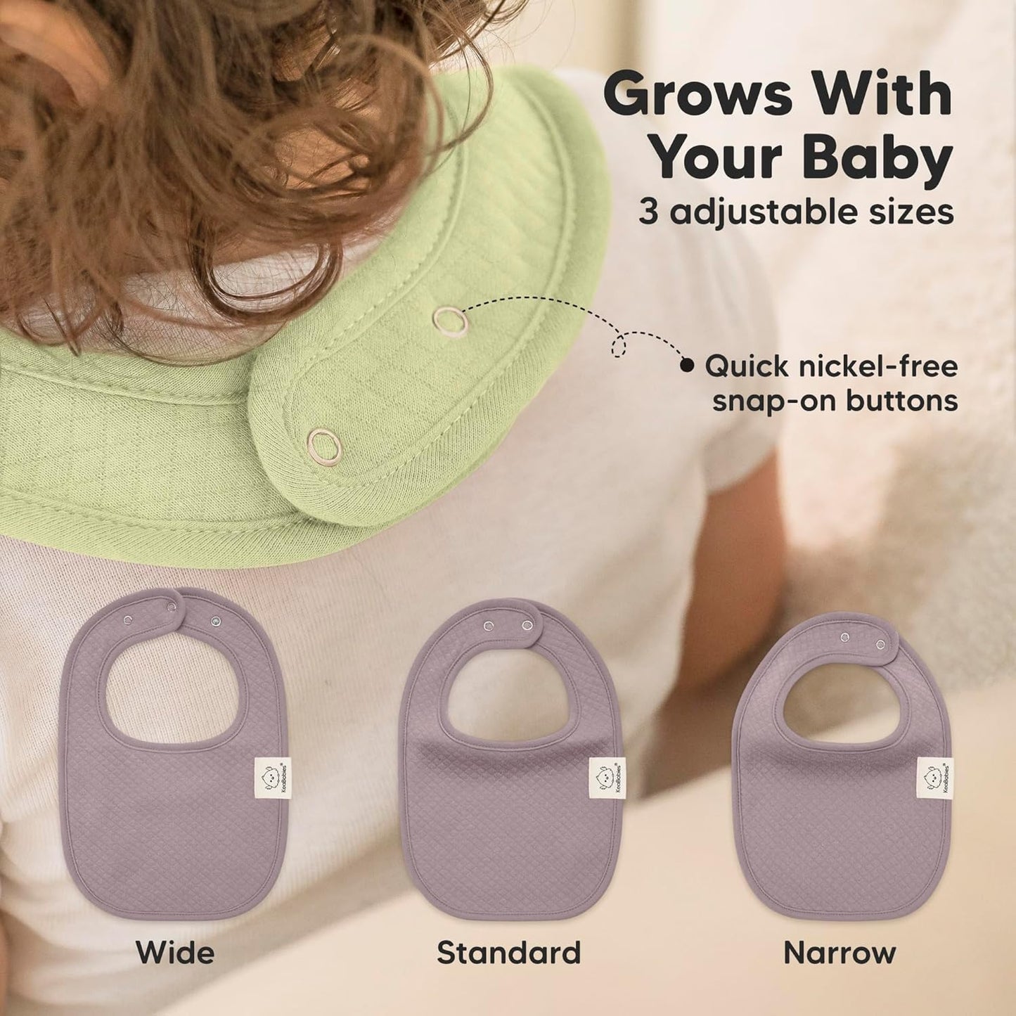 8-Pack Organic Baby Bibs for Girls, Boys - Quilted Cotton Cloth Baby Drool Bibs for Drooling and Teething Toddler, Newborn, Infant, Soft & Super Absorbent (Moor)