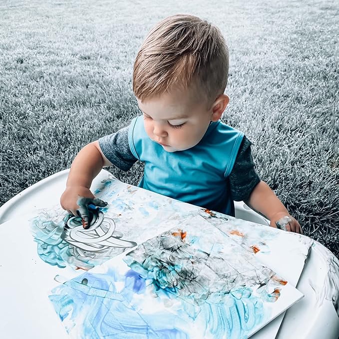 BapronBaby Minimalist Teal Bapron - No Neck Tie Safer Bib for Baby & Toddler - Soft Waterproof Stain Resistant - Machine Washable - Sz Preschool 3-5yrs