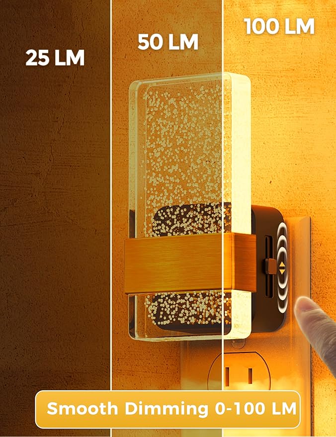 L LOHAS LED Night Light [2 Pack], Amber Night Lights Plug Into Wall, Dusk to Dawn Sensor, 0-100LM LED Dimmable Nightlight, Automatic Low Blue Nightlights for Kids, Bathroom, Hallway, Stairway