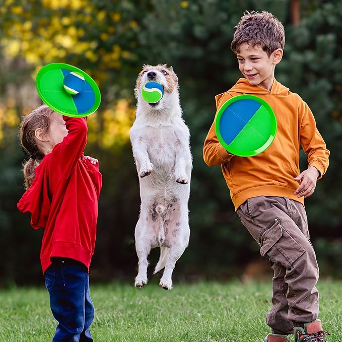 EVERICH Upgraded Toss and Catch Ball Game Set, Outdoor Games for Kids Outdoor Toys Yard Games, Beach Pool Toys for Adults Family 4 Paddles 4 Balls, Great Gifts for Boys Girls 3 4 5 6 7 8-12 Years Old