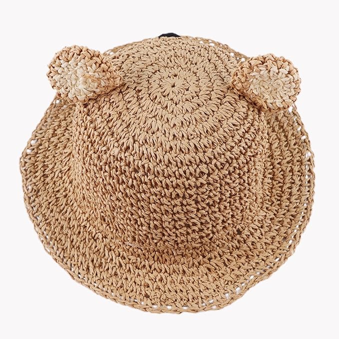 Baby Girl Straw Hat Outdoor Baby Sun Protection Hats Summer Bowknot Beach Cap for Infant Toddler Girls