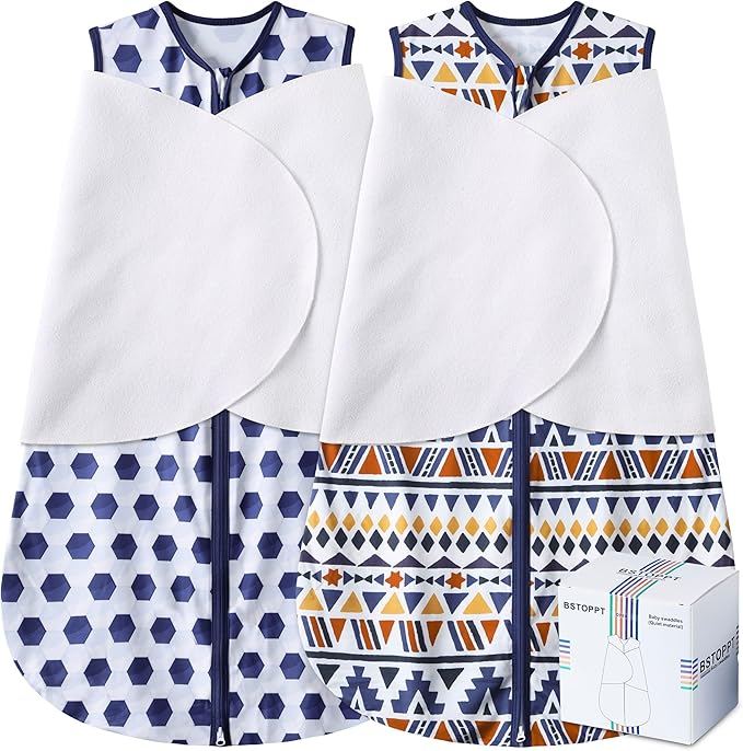 Newborn Sleep Sack Baby Swaddle,3-Way Adjustable Wearable Blanket,100% Rayon Cotton Swaddling Sleeping Bag，TOG 0.5 (Soccer & Triangles, 6-12 Months)