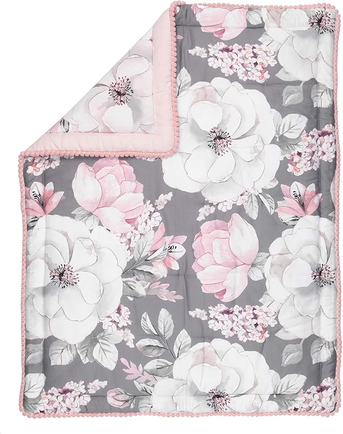 Lambs & Ivy Signature Botanical Baby Watercolor Floral 4-Piece Crib Bedding Set