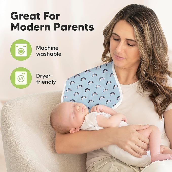 Organic Burp Cloths Baby Boy & Girl - 5-Pack Super Absorbent Cotton Burping Cloths for Babies, Soft & Plush Newborn Spit Up Rags, Infant Towels for Milk Spit Up, Unisex, Large 21" x 10" (Toy Land)