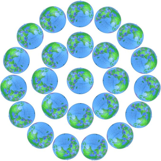 Coopay 24 Pack Inflatable Globe PVC World Globe Inflatable Earth Beach Ball Swimming Pool Ball Birthday Beach Party Decoration Summer Water Games Gifts for Beach Playing or Teaching