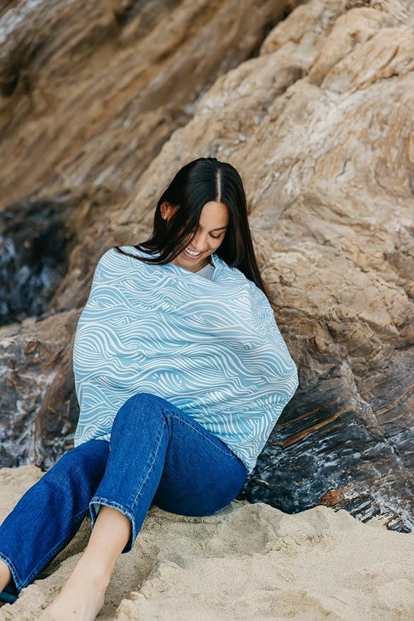 Copper Pearl Multi-Use Cover: Car Seat Covers, Nursing Cover, and Stroller Cover for Sun - Stretchy Fabric, All-Season Use, Stylish Designs, Easy Access for Moms - Surf