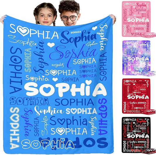 Artsadd Custom Baby Blankets for Girls & Boys with Name, Personalized Name Blankets for Adults & Kids - Ideal for Christmas, Birthday, Infant to Toddler - Customized for Daughter, Son & Newborn