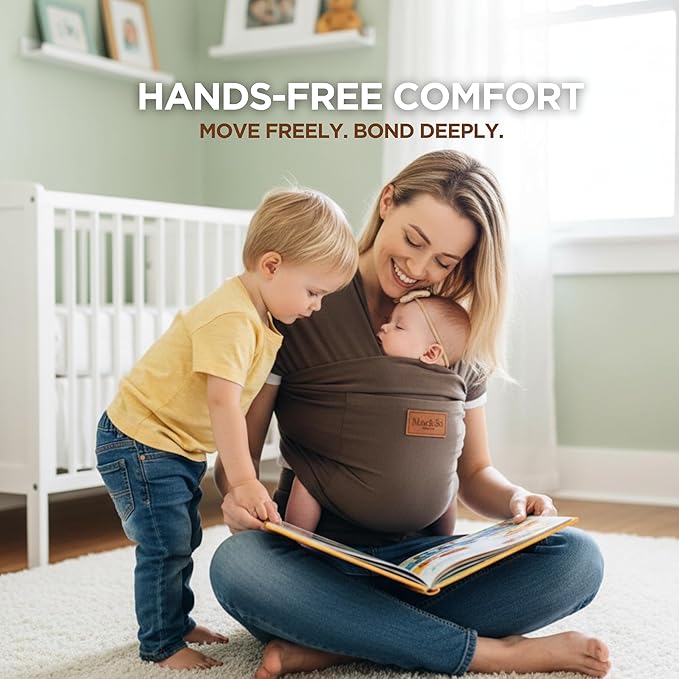 Baby Wrap Carrier - Premium Cotton Baby Carrier Wrap for Newborn to Toddler- Infant Carrier for Babies 8-35 lb - Baby Holder One Size Fits All with Front Pocket by Max&so