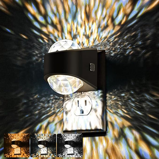 Briignite Night Light Plug into Wall, Color Changing Night light for Kids, 3CCT Diamond Design with Galaxy Star Projector, Dusk to Dawn Sensor for Nursery Bathroom Bedroom Gaming Room Decor Gift