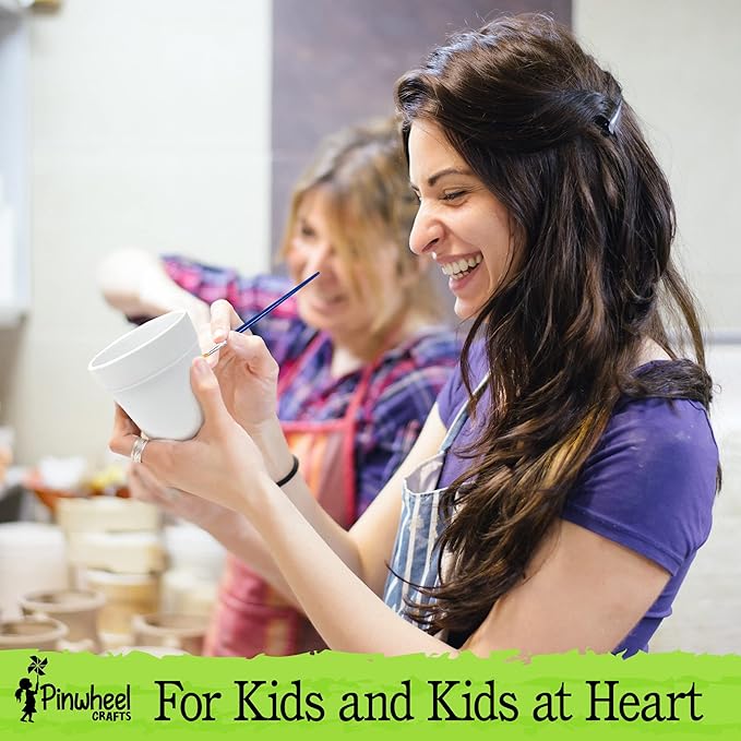 Pinwheel Crafts Flower Pot Painting Kit – DIY Flower Pots to Paint for Kids with 8 Paints, 2 Brushes, 3 Pots & 6 Googly Eyes, Gardening Kit for Kids Ages 8-12+, Kid Planting Crafts Set Birthday Gift