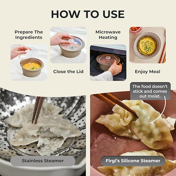 20oz Platinum Silicone Microwave Steamer Pot with Handle & Lid - Korean 100% Food-Grade Steamer Bowl, Heat-Resistant Cooker with Steam Holes, Easy Clean, Dishwasher Safe, Yellow