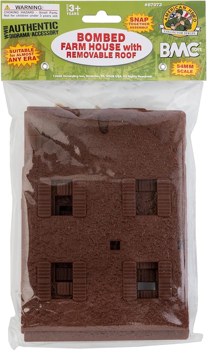 BMC WW2 Bombed French Farm House - Plastic Army Men Playset Accessory