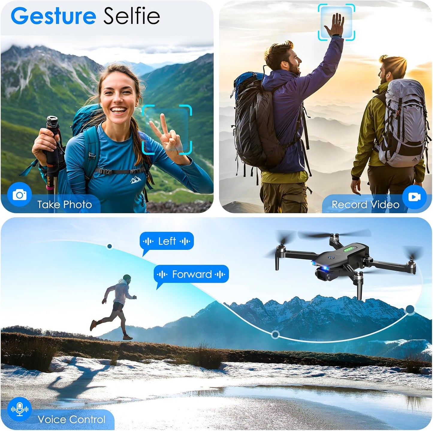 Drone with Camera, 1080P FPV Foldable Drone with Brushless Motor, One Key Take Off/Land, Altitude Hold, 360° Flip, Gravity Control, 2 Batteries, 3 Speeds Mini Drone for Kids Beginners