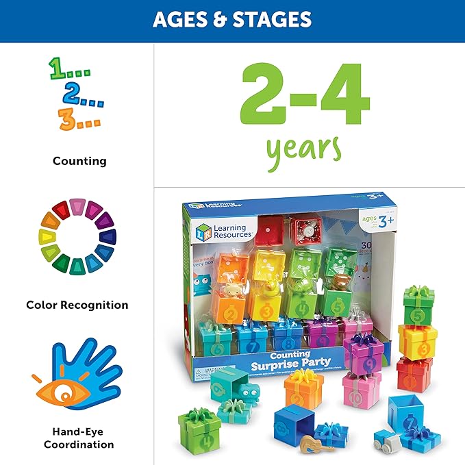 Learning Resources Counting Surprise Party, Homeschool, Fine Motor, Counting & Sorting Toy, Ages 3+