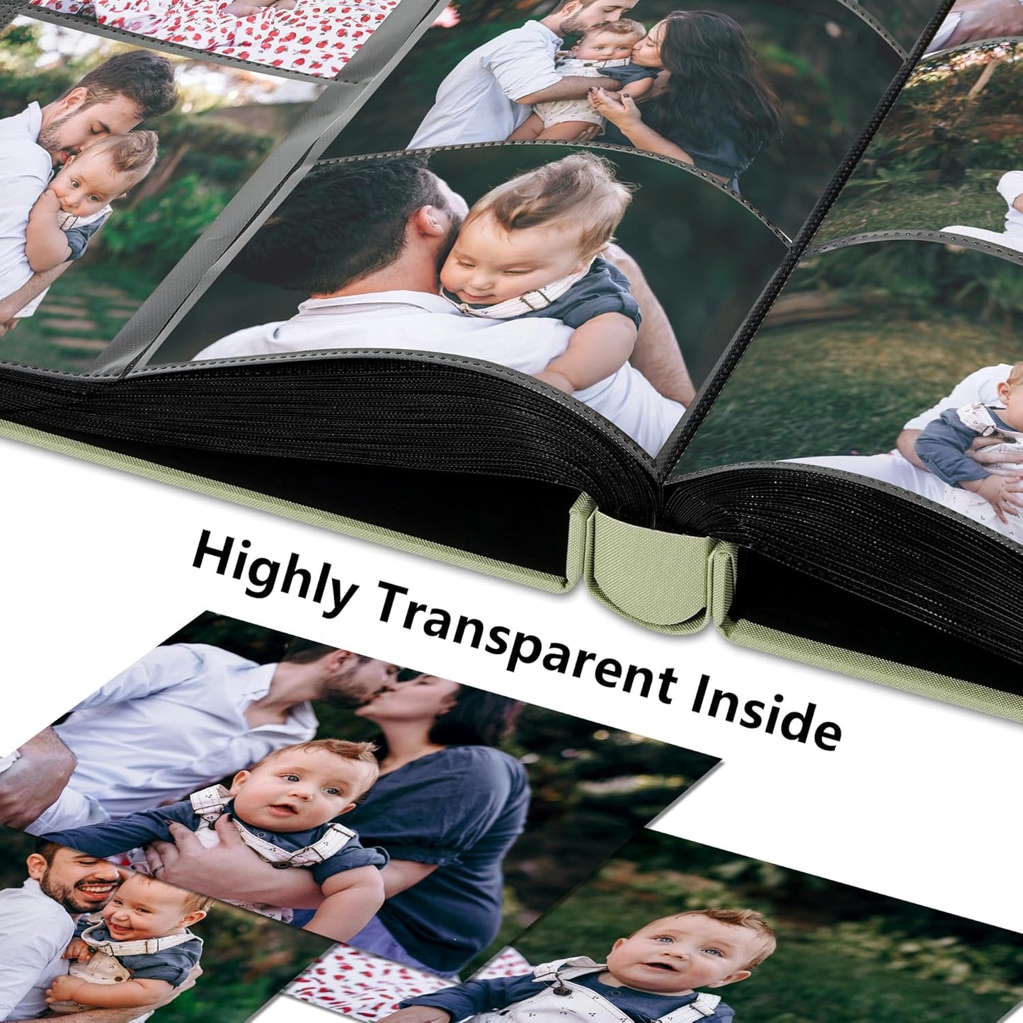 Photo Album 4x6 Pictrues 600 Pockets Linen Cover with Front Window Large Picture Book for Family Travel Wedding and Memory Keepsake Organizer Gray Green