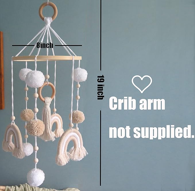 Neutral Boho Rainbow Baby Mobile for Crib Mobile Nursery DéCor