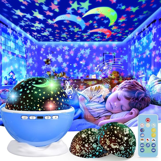 Night Light Projector, Night Light for Kids, Star Projector, 54 Light Color 360 Degree Rotation Kids Night light, Rechargeable Lamp for Bedroom, Light Projector Birthday Christmas Gifts for Boys Girls