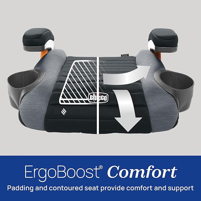 Chicco GoFit ClearTex Backless Booster Car Seat, Travel Booster Seat for Car, Portable Car Booster Seat for Children at Least 4 Years Old and 40-110 lbs. | Shadow/Black
