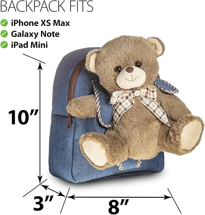 Teddy Bear Backpack, Toddler Valentines Day Gifts, Toys for Kids 3-5, Teddy Bear Stuffed Animal 2 3 4 5 Year Old Girl Boy