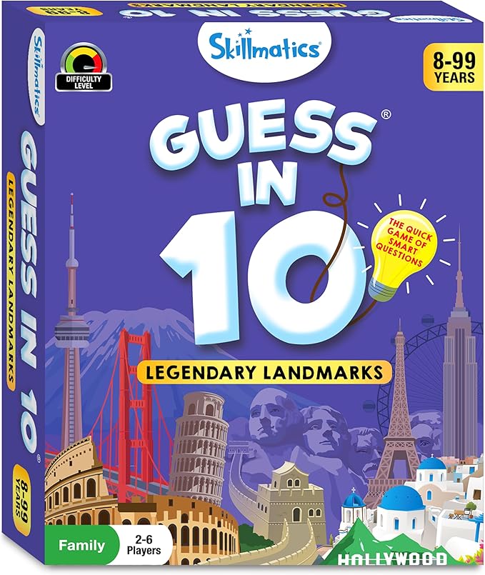 Skillmatics Guess in 10 Legendary Landmarks, Educational Travel Toys for Boys, Girls, and Kids Who Love Card Games, Board Games, Geography and History, Trivia, Gifts for Ages 8, 9, 10 and Up