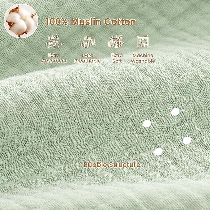 david's kids 2 Pack Hooded Baby Towels, Large 32"x32", 6 Layer 100% Muslin Cotton Highly Absorbent Boy Girl Bath Towel for Newborn, Infant, Toddler, Ultra Soft and Breathable Baby Essentials, Animals