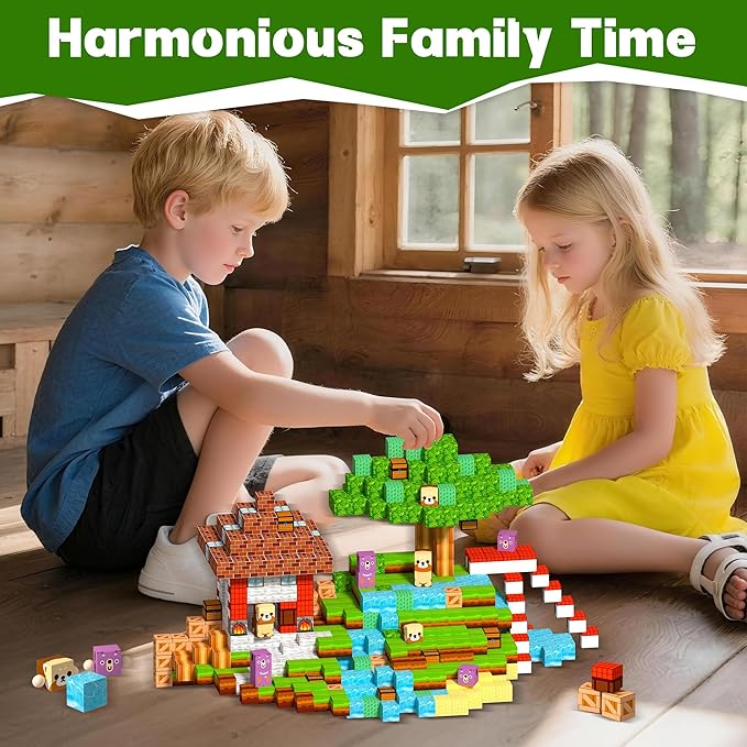150Pcs Magnetic Building Blocks-Magnetic Cubes Green Forest Set Creative Magnet Toys Blocks Stacking for Kids STEM Preschool Educational Gifts for Toddler Ages 4-8 Boys and Girls