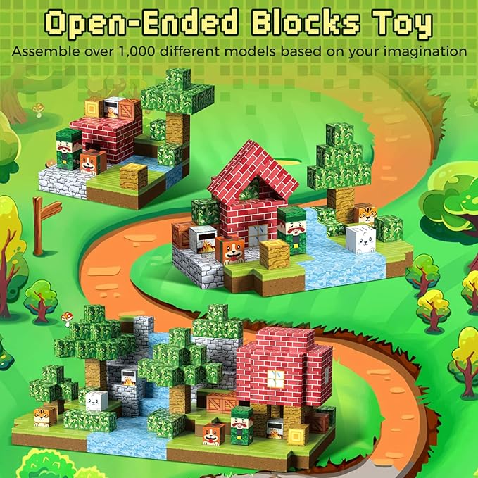 Magnetic Blocks, 150PCS Magnetic Building Blocks Cubes Open-Ended Building Toys with Storage Bag, STEM Montessori Toys for Kids, Christmas Birthday Gifts for 3 4 5 6 7 8+ Year Old