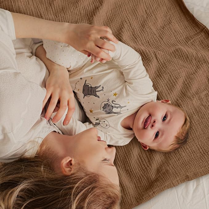 GLLQUEN BABY Blankets for Unisex Boys Girls, 2-Pack Muslin Cotton Front Soft and Breathable, and Dotted Fleece Backing, Printed Bed Nursery Minky Blankets for Toddler Newborn, Starry, 30 x 40 inches