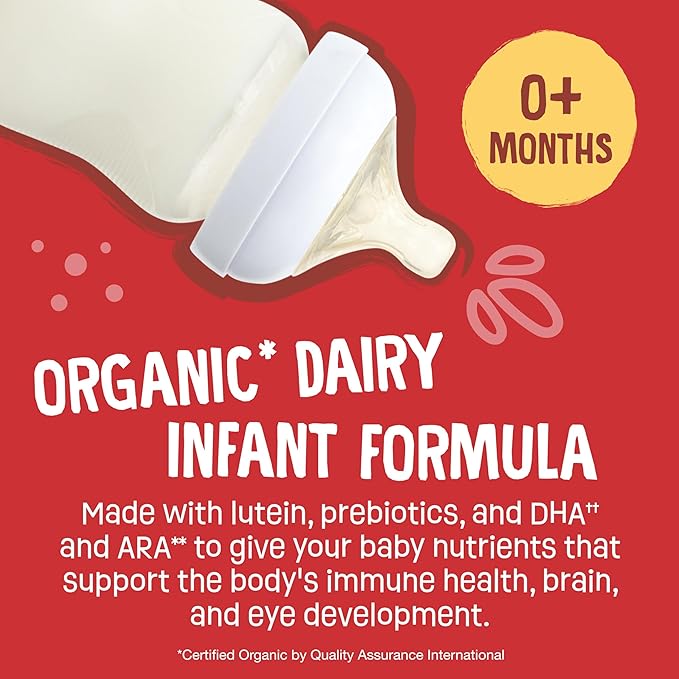 Earth's Best Organic Dairy Infant Formula for Babies 0-12 Months, Milk-Based Powder Formula with Iron, Omega-3 DHA, and Omega-6 ARA, 21 Ounce Container