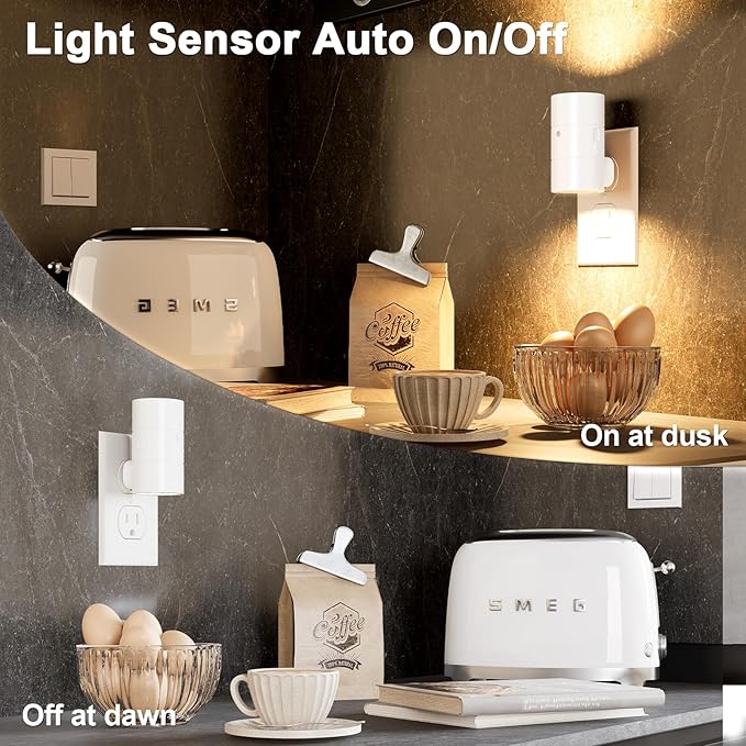 NIORSUN Night Lights Plug into Wall, Dimmable with 3 Color Modes & Auto On/Off Sensor, Ultra-Slim Nightlight for Hallway, Bathroom, Bedroom, Nursery, Kitchen (2 Pack, White)