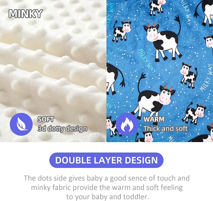 iEvolve Baby Nursery Bed Blankets Ultra Soft Double Layer Mini Blanket Minky Blanket Receiving Blankets Shower Gifts(Cow,45 * 60in)