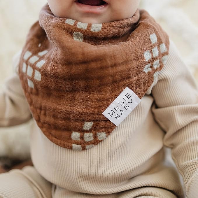 Mebie Baby Muslin Cotton Bib, 3 pack, Baby Bib Set for Burp, Spit Up, Drool, Bandana Bibs for Baby Boy or Baby Girl