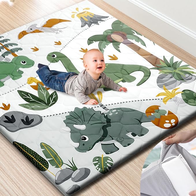 Premium Foam Baby Play Mat 50x50 – Removable & Machine Washable Cover, Extra Thick Padding Playpen Mat, Non-Slip Crawling Mat, Easy to Clean for Infants, Toddlers & Babies