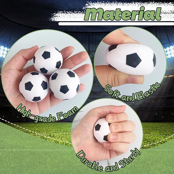 32 Pcs Mini Soccer Stress Balls, Foam Squeeze Balls for Stress & Anxiety Relief, Small Soccer-Themed Fidget Toys for Adults Office, Events, Team Building & Party Favors