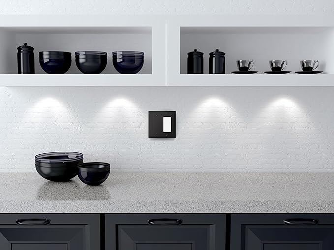 Modern Edge Decorative Wall Plate Switch Plate Outlet Cover, Durable Solid Zinc Alloy (Blank/Decorator, Matte Black)