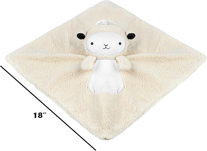 Wavhello LoveBub Sound & Light Baby Security Blanket Lovey, Plush Lullaby Music Player, White Noise Soother & Soft Night Light, Machine Washable - Lou The Lamb (White Minky, 18")