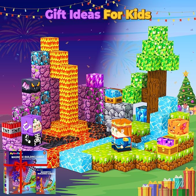Magnetic Blocks Building Toys for 3 4 5 6 7 8 9 10 11 12 13 Year Old Boys Girls, Kids Magnetic Cubes Tiles Montessori Sensory Travel Magnet Toys Games Christmas Birthday Party Toddler Gifts