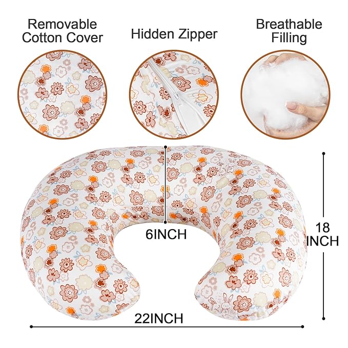 Baby Nursing Pillow for Breastfeeding, Adjustable Breast Feeding Pillow for Bottle Feeding, Ergonomic Support for Mom and Baby Healthier Nursing, for Newborn (Cartoon Flower)