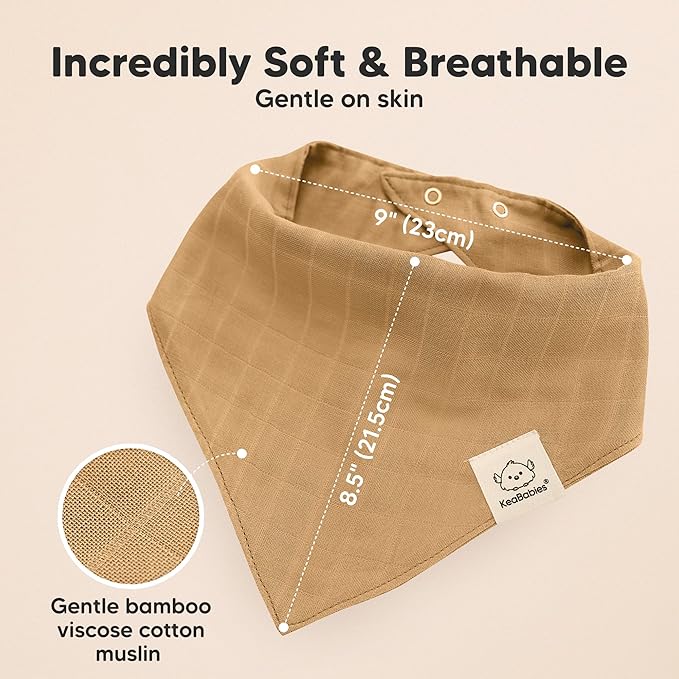 8-Pack Muslin Baby Bibs for Boys, Girls - Muslin Bandana Drool Bibs for Baby Girl & Boy, Drooling Newborn, Teething Toddler, Infant 0-36 Months, 100% Cotton Extra Absorbent & Soft (Pine)