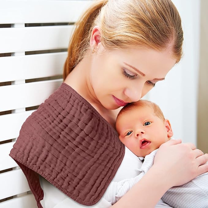 8 Packs Muslin Burp Cloths 6 Layers Unisex Baby Items Absorbent Burp Rags Colorful Muslin Washcloths for Baby Plain Soft Cotton Cloth for Babies Girls Boys, 10 x 20 Inch (Vintage Colors)