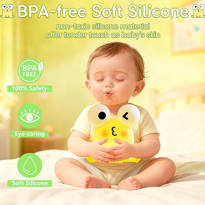 Frog Night Light for Kids, Cute Funny LED Squishy Novelty Animal Silicone Lamp, Dimmable/Timer Nursery Nightlight, Rechargeable Touch Bedside Lamp, Bedroom/Dorm Decor, Baby Boys Girls Gifts