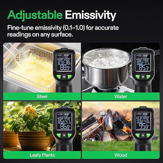 VIVOSUN VPD Thermometer, Handheld Environmental Monitor, Precision Infrared Laser Thermometer Gun with Adjustable Emissivity, Leaf VPD and Temperature Monitoring for Plants, Grow Tents, HVAC