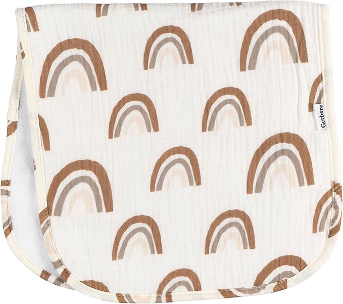 Gerber Baby Unisex Muslin Burp Cloths 5-Pack, Multi Rainbow, Large Size 20" x 10"