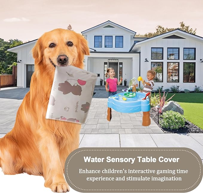 Kids Water Table Cover Fit Little Tikes Fish 'n Splash Water Table, Waterproof Dust Proof Outdoor Toys -Cover only,34"Dx20"H (Bear)