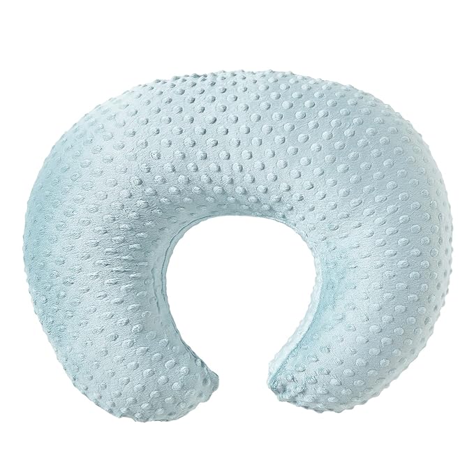 Nursing Pillow and Positioner, Breastfeeding, Bottle Feeding, Baby Sitting Support with Removable Ultra Soft Cover, Tummy Time Support for Baby Boys and Girls (Cloud Blue)