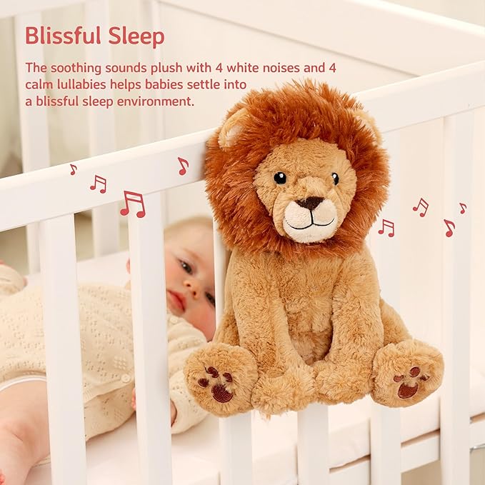 Cloud b Sound Machine with White Noise Soothing Sounds | Cuddly Stuffed Animal | Adjustable Settings and Auto-Shutoff | Louis Lion Smart Sensor
